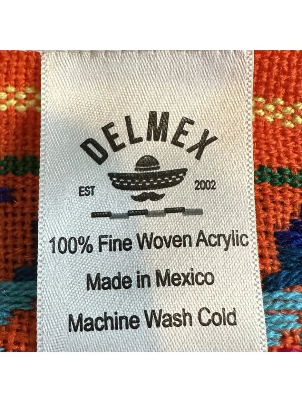 Delmex Mexican Orange Rebozo Shawl Wrap Throw Blanket Southwestern Western Boho